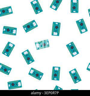 pattern microchip microcontroller cartoon. arduino abstract, pcb motherboard, science board microchip microcontroller sign. seamless symbol vector ill Stock Vector