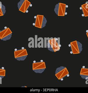 pattern cargo coal wagon cartoon. haulage logistics, delivery movement, track engine cargo coal wagon sign. seamless vector illustration Stock Vector