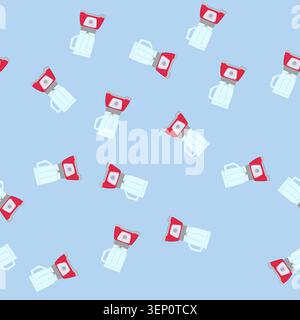 pattern diet blender cartoon. green drink, smoothie detox, lifestyle fresh diet blender sign. seamless vector illustration Stock Vector
