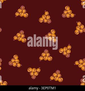 pattern greek loukoumades deep fried donut balls stacking in a pyramid, presenting a delicious dessert concept drizzling with sweet dark chocolate syr Stock Vector