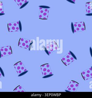 pattern box pencil holder cartoon. stationary basket, container pen, pink case box pencil holder sign. seamless vector illustration Stock Vector