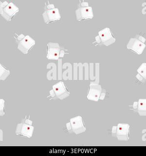 seamless pattern electric smar plug cartoon. electric smar plug sign vector Stock Vector