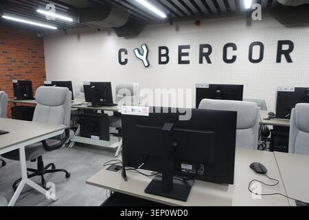 A classroom at Cybercor, a cybersecurity training institute in Chisinau, Moldova. Stock Photo