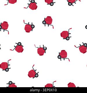 pattern batch concrete mixer cartoon. motor chute, hopper site, portable stationary batch concrete mixer sign. seamless symbol vector illustration Stock Vector