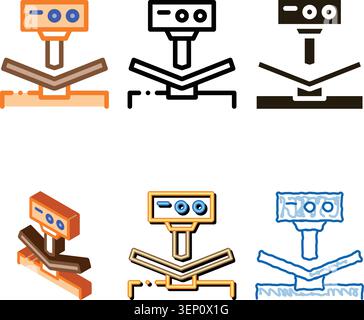 multistyle Breaking Tool Factory Metallurgical Icon Vector Thin Line. Contour Stock Vector