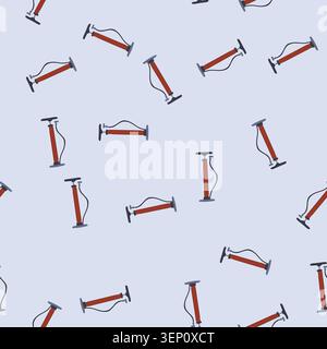 pattern floor pump for inflating bicycle tires and other inflatables, showing hose, valve and gauge, maintenance tool for bike repair, garage or house Stock Vector