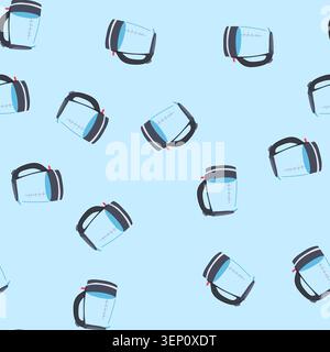 pattern shutoff kettle electric cartoon. capacity temperature, control energy, efficient safety shutoff kettle electric sign. seamless vector illustra Stock Vector