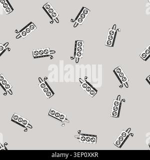 seamless pattern Power strip with multiple sockets and cords for connecting household and office electronics, offering organized, safe power distribut Stock Vector