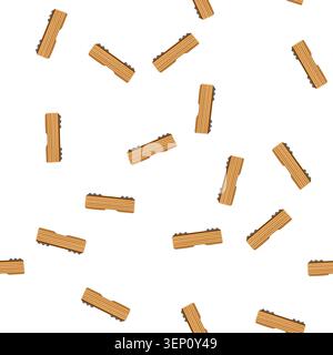 pattern freight train wagon illustration transporting natural timber wood planks for construction or raw materials, representing logistics, delivery, Stock Vector