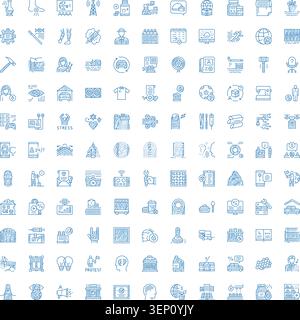 Large collection of diverse line art icons illustrating various concepts related to modern business operations. Advanced technology. Healthcare. And m Stock Vector