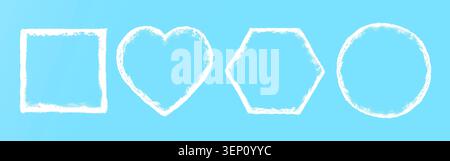 Frozen snow ice frames with frosty texture overlay vector illustration set. Stock Vector