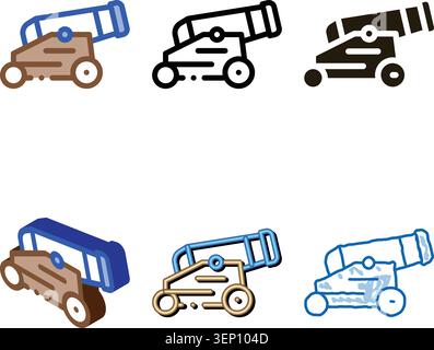 Vintage Cannon Icon multistyle Vector. Outline Vintage Cannon Sign. Isolated Contour Symbol Stock Vector