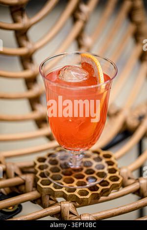 Grapefruit cocktail with ice in a glass Stock Photo