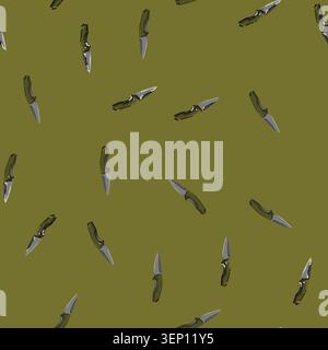 seamless pattern army military knife cartoon. army military knife sign vector Stock Vector