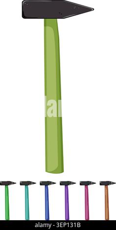 work hammer tool cartoon. work hammer tool sign colorful illustration Stock Vector