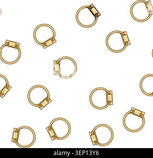pattern Golden ring pull handle adorning furniture, providing functional hardware and a decorative accent, reflecting concepts of home decor, craftsma Stock Vector