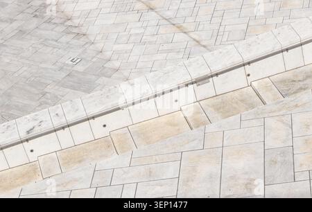 High angle view of the white Italian Carrara marble roof & steps of the Oslo Opera House designed by Snøhetta in Oslo, Norway Stock Photo