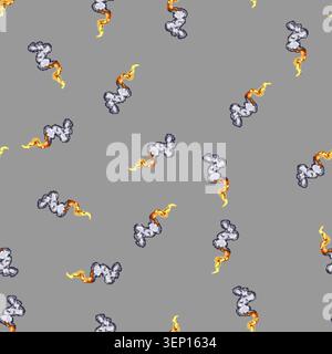 seamless pattern mars rocket launch smoke cartoon. fire flame, off jet, ship take mars rocket launch smoke sign vector Stock Vector