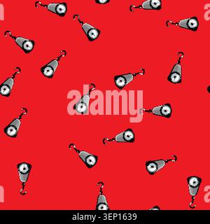 seamless pattern Portable luggage scale with an analog dial displaying weight, featuring a sturdy hook for attaching bags and handles for ease of use, Stock Vector