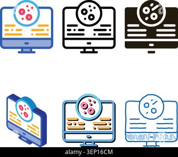 computer study of skin simplified problems icon vector. computer study of skin problems sign. color symbol Stock Vector
