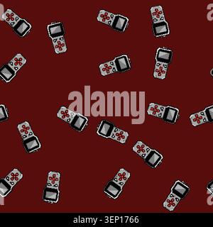 seamless pattern computer car diagnostic scanner cartoon. vehicle check, system code, reader ecu computer car diagnostic scanner sign vector Stock Vector