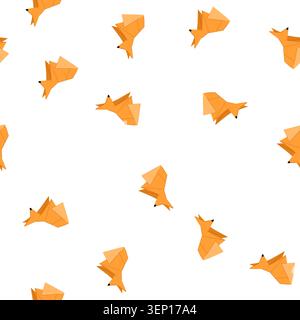 pattern swan origami animals cartoon. butterfly dog, fish horse, bird fox swan origami animals sign. seamless symbol vector illustration Stock Vector
