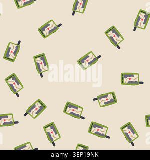pattern trekking handheld gps cartoon. hike navigator, receiver orientation, navigation forest trekking handheld gps sign. seamless vector illustratio Stock Vector