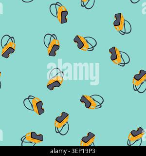 pattern virtual reality headset presenting an immersive digital experience, symbolizing future technology, cyberspace exploration, entertainment, and Stock Vector