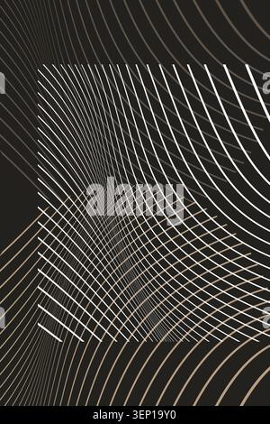 Abstract curved white line pattern on dark background Stock Photo