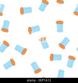 pattern free food storage container baby cartoon. stackable microwave, safe freezer, safe dishwasher free food storage container baby sign. seamless s Stock Vector