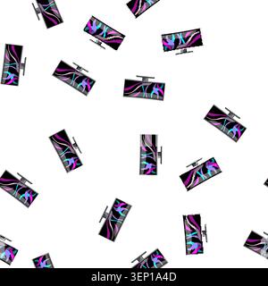 pattern tv curved screen cartoon. led monitor, stage show, light curve tv curved screen sign vector Stock Vector