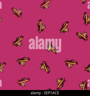 seamless pattern Stylized platform artwork of molten lava flowing over dark rock, dripping into a glowing molten landscape, vector illustration for ga Stock Vector