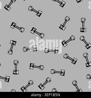 seamless pattern Engine piston and connecting rod illustration displaying a vital automotive component for internal combustion, representing mechanica Stock Vector