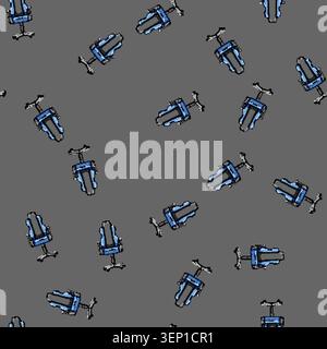 seamless pattern video game chair cartoon. screen neon, modern esport, cafe back video game chair sign vector Stock Vector
