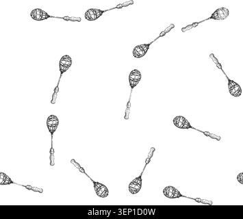 seamless pattern Traditional kitchen whisk showing an outline drawing style for preparing food ingredients, illustrating culinary tools and the art of Stock Vector