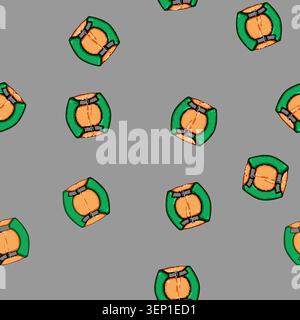 seamless pattern Inflatable orange and green compression bag with dual straps and buckles compressing gear for compact, organized storagelightweight, Stock Vector