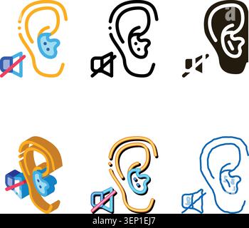 Lack of Hearing Deafness Icon Vector. Outline Lack of simplified Hearing Deafness Sign. Isolated Contour Symbol Stock Vector