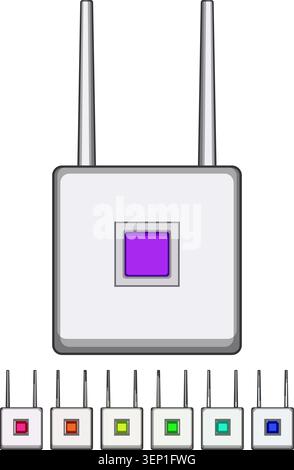 router 5g modem cartoon. wifi speed, internet technology router 5g modem sign colorful illustration Stock Vector