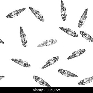 seamless pattern lemon lemongrass hand drawn. citronella grass, vector plant, leaf top lemon lemongrass black sketch illustration Stock Vector
