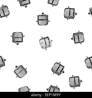 pattern steel double boiler pan cartoon. cooking kitchen, pot cook steel double boiler pan sign vector Stock Vector