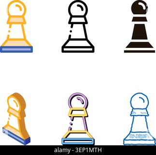 Interactive Kids Game Chess Vector Thin Line Icon. Baby Education Play Chess Counter Figure Children Playing Gaming Items Pieces Linear Pictogram. mul Stock Vector