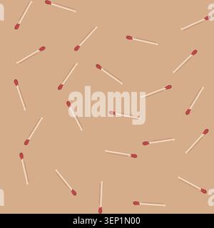 pattern stick burning match cartoon. stick fire, burnt burnout, employee burn stick burning match sign. seamless vector illustration Stock Vector