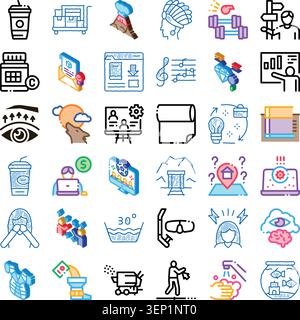 Variety of hand drawn style icons illustrating different concepts including business, technology, health, education, daily objects, and abstract ideas Stock Vector