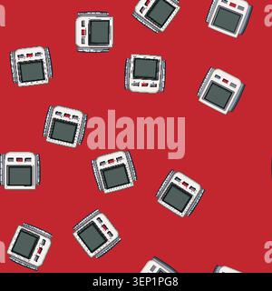 seamless pattern high blood pressure monitor cartoon. medical hypertension, health hecare high blood pressure monitor sign vector Stock Vector