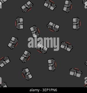 seamless pattern Plastic toolbox featuring a secure latch and sturdy handle, providing practical storage and organization for various hand tools, embo Stock Vector