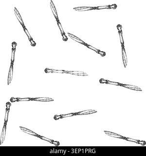 seamless pattern blade knife engraved silver hand drawn. handle custom, personalized gift, craftsmanship unique blade knife engraved silver black sket Stock Vector