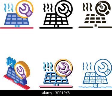 solar repair icon vector. solar variants repair sign. color contour symbol Stock Vector