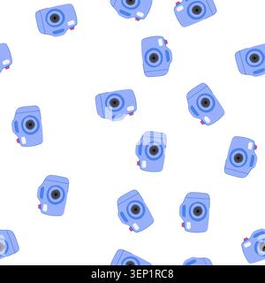 pattern selfie camera toy cartoon. vintage polaroid, instant miniature, compact waterproof selfie camera toy sign. seamless symbol vector illustration Stock Vector