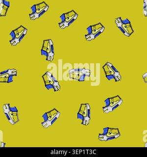 seamless pattern weapon blaster gun cartoon. game space, shot effect, beam energy weapon blaster gun sign vector Stock Vector