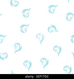 pattern stylized blue lines forming a wind gust illustration, representing movement, flow, fresh air, climate, energy, and the natural elements of air Stock Vector